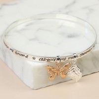 Silver 'Always My Mum' Meaningful Words Charm Bangle